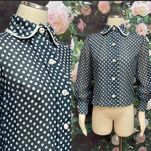 Vintage I.Magnin Polka dot blouse